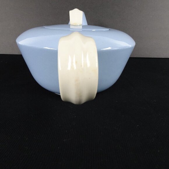 Homer Laughlin Blue Tea Pot Teapot Skyline Jubilee Art Deco Vintage - Picture 3 of 16